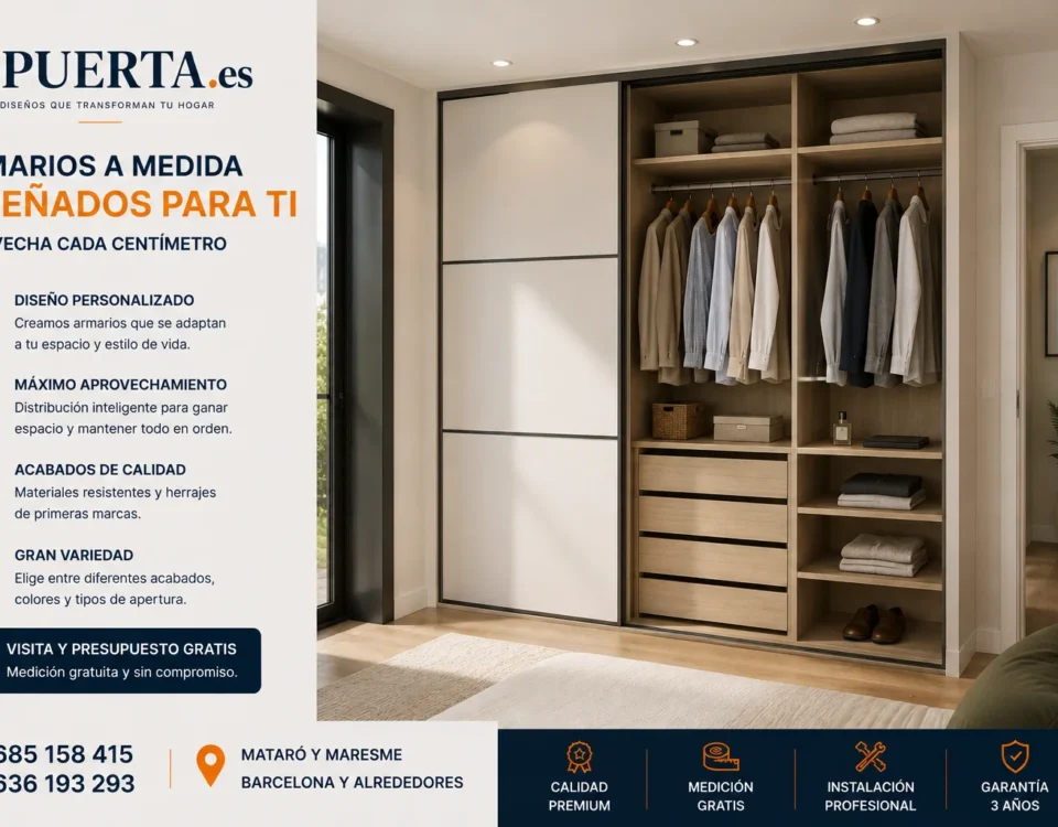 Armario empotrado con puertas correderas integrado en dormitorio