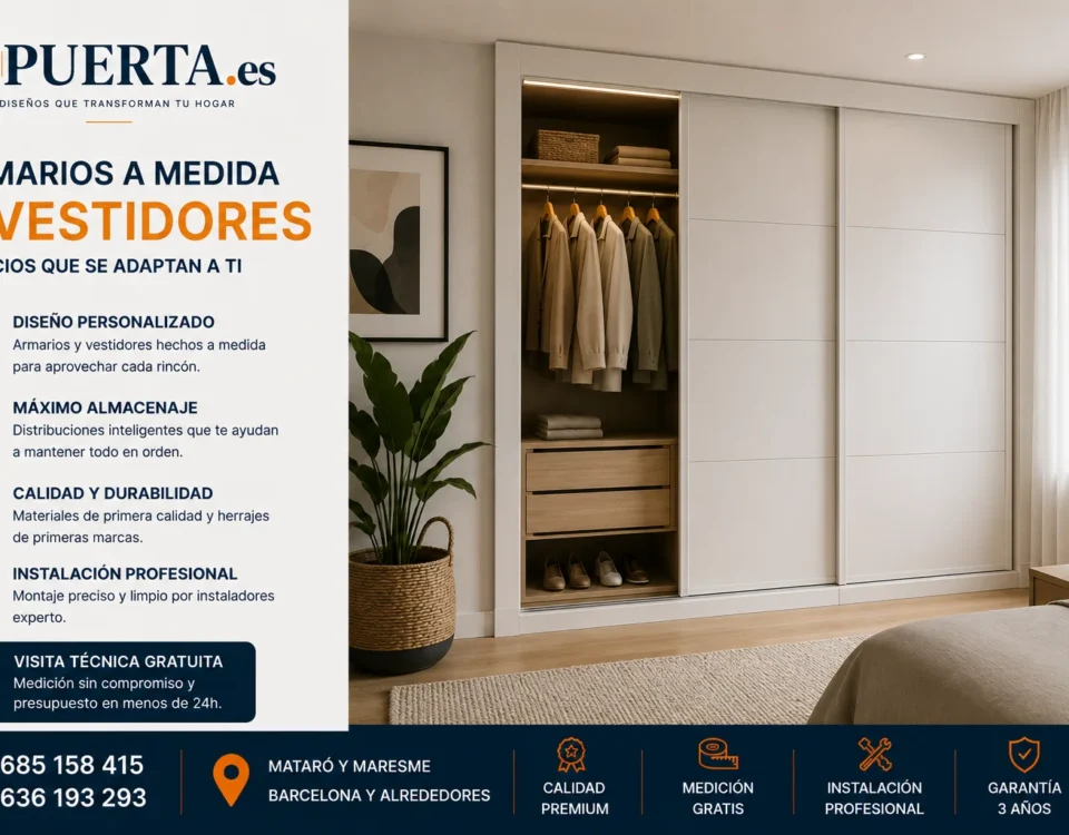 Armario a medida con puertas correderas en dormitorio moderno