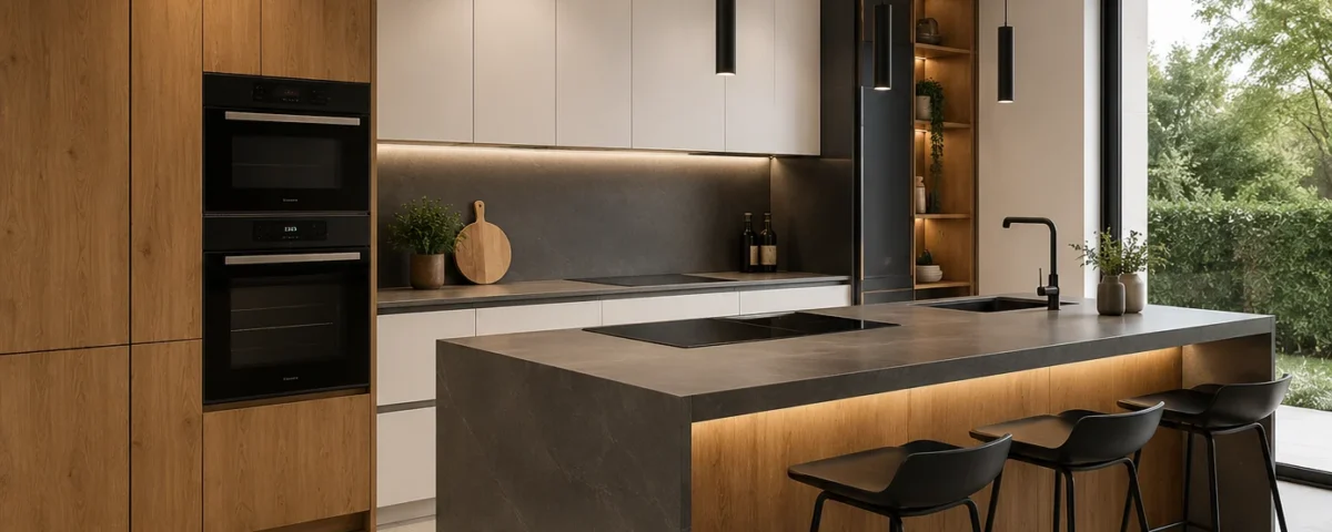 Cocina a medida moderna instalada en una vivienda