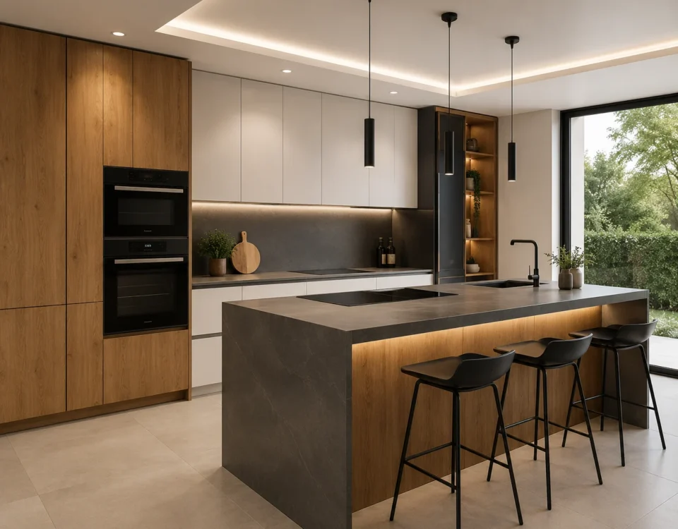 Cocina a medida moderna instalada en una vivienda