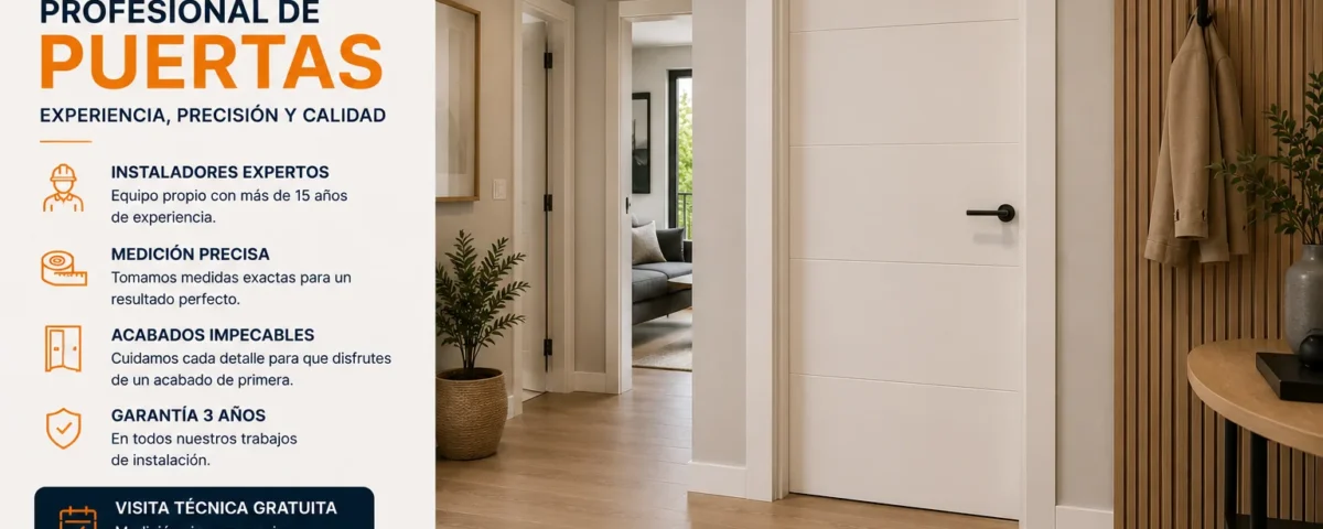 Puerta de interior blanca instalada en una vivienda