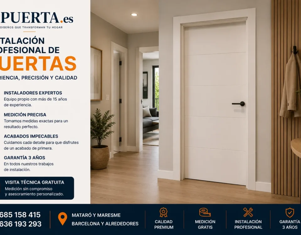Puerta de interior blanca instalada en una vivienda