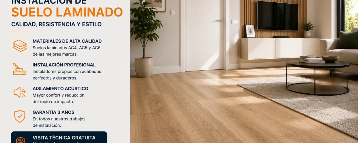 Suelo laminado instalado en una zona de uso frecuente de una vivienda