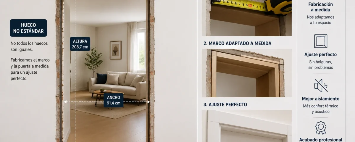 Hueco de puerta no estándar con sus medidas y proceso de fabricación de un marco a medida