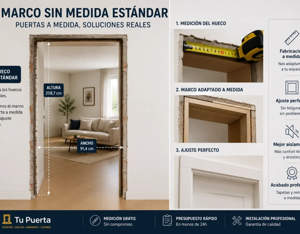 Hueco de puerta no estándar con sus medidas y proceso de fabricación de un marco a medida