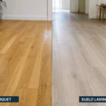 Suelo de parquet junto a suelo laminado en el mismo pasillo de una vivienda
