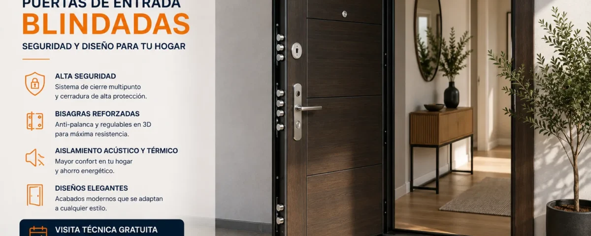 Puerta de entrada blindada moderna instalada en una vivienda