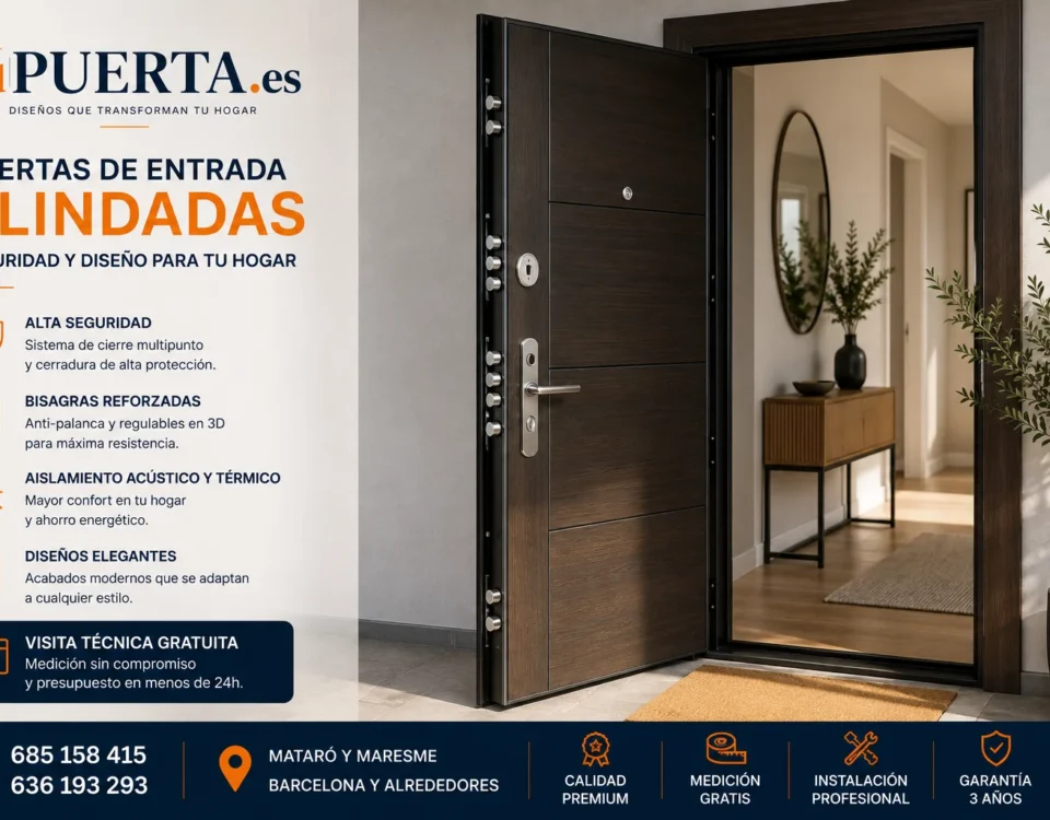 Puerta de entrada blindada moderna instalada en una vivienda