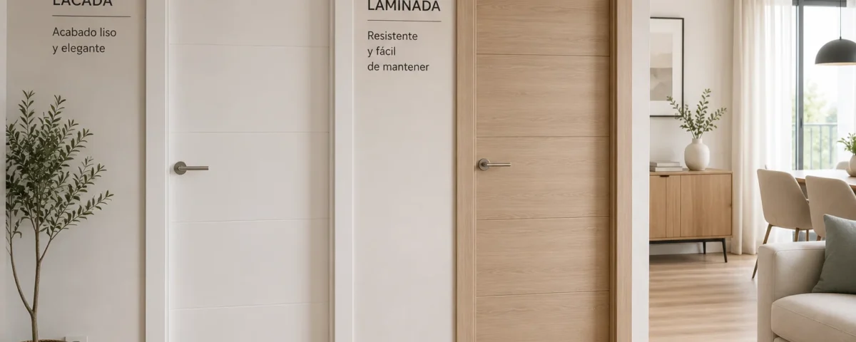 Puertas de interior con diferentes acabados lacados y laminados