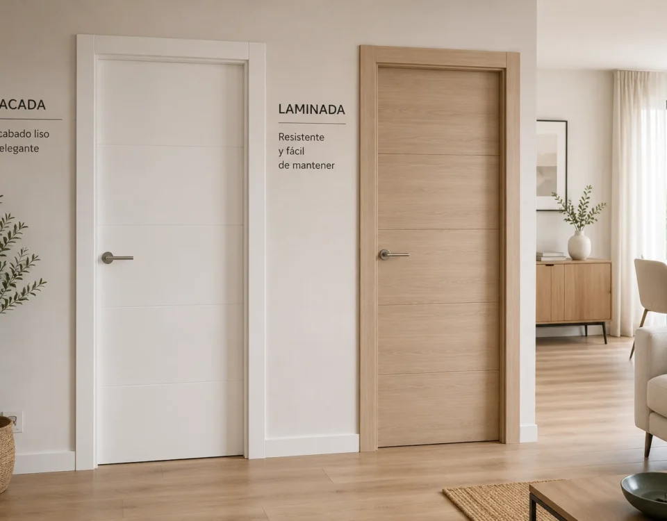 Puertas de interior con diferentes acabados lacados y laminados